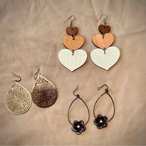 3 pair Drop Earrings